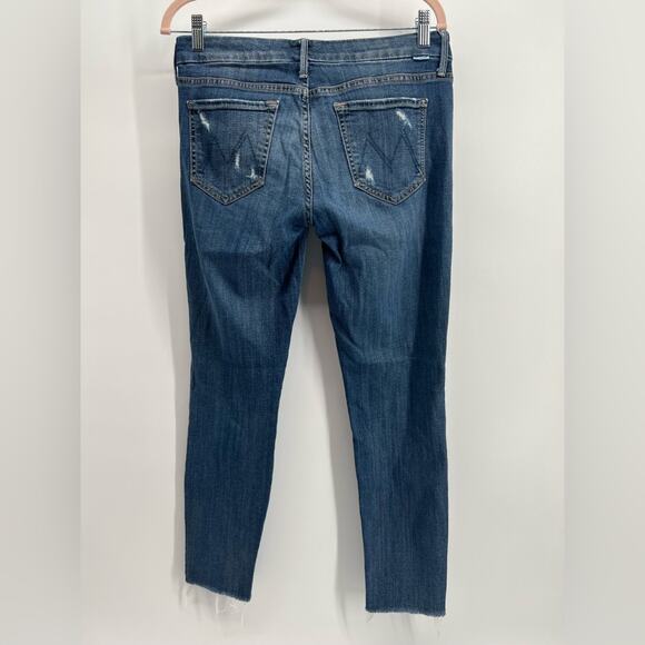 Mother The Looker Ankle Fray Alley Cat Dark Wash Distress Denim Skinny Jeans 29 - Picture 6 of 13